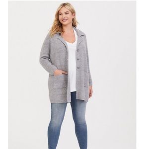 Torrid Grey Notched Collar Sweater Coat NWT